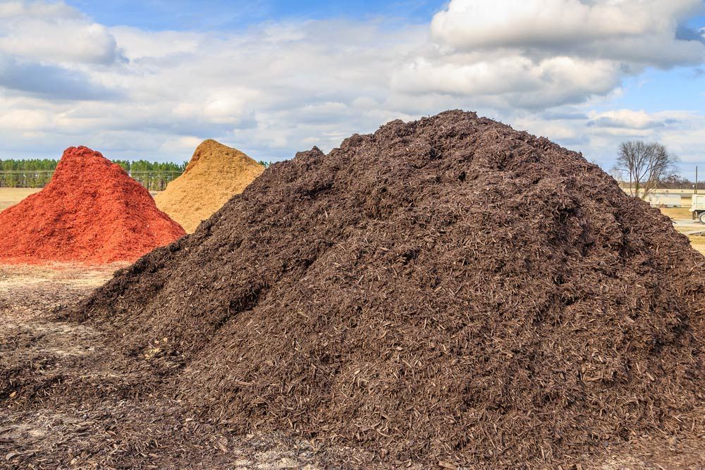 Mound of black mulch or wood chips use — Mulch in Ulladulla, NSW