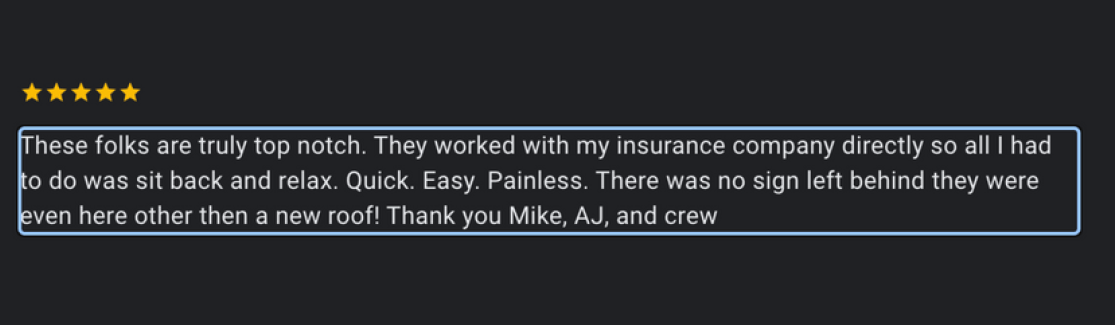 A blurred image of a review on a website.