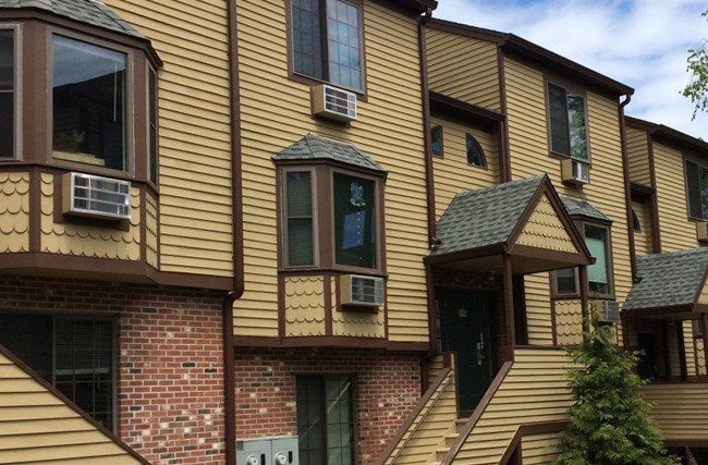 A building with a lot of windows and stairs