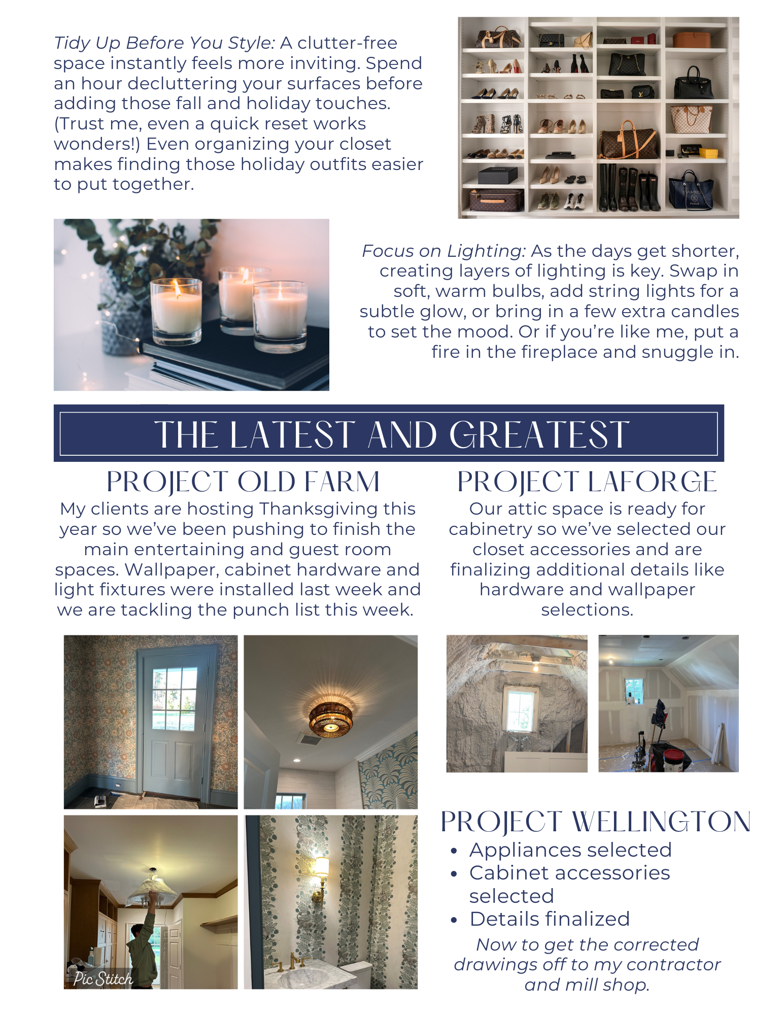 Home renovation projects with photos of completed spaces.