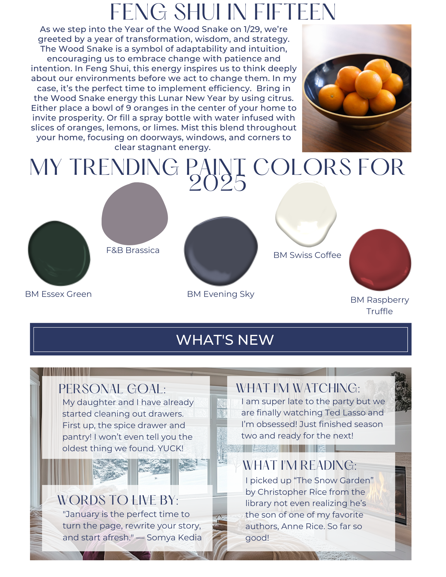2025 trending paint color, feng shui, citrus cleanse