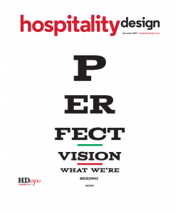 Hospitality Design magazine cover: Eye chart with 
