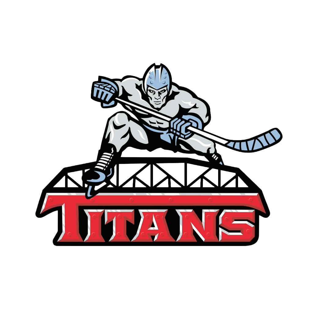 Hockey player with stick, skating on bridge above 