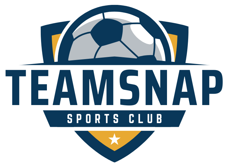 TeamSnap Sports Club logo: soccer ball above a blue and gold shield with the words 