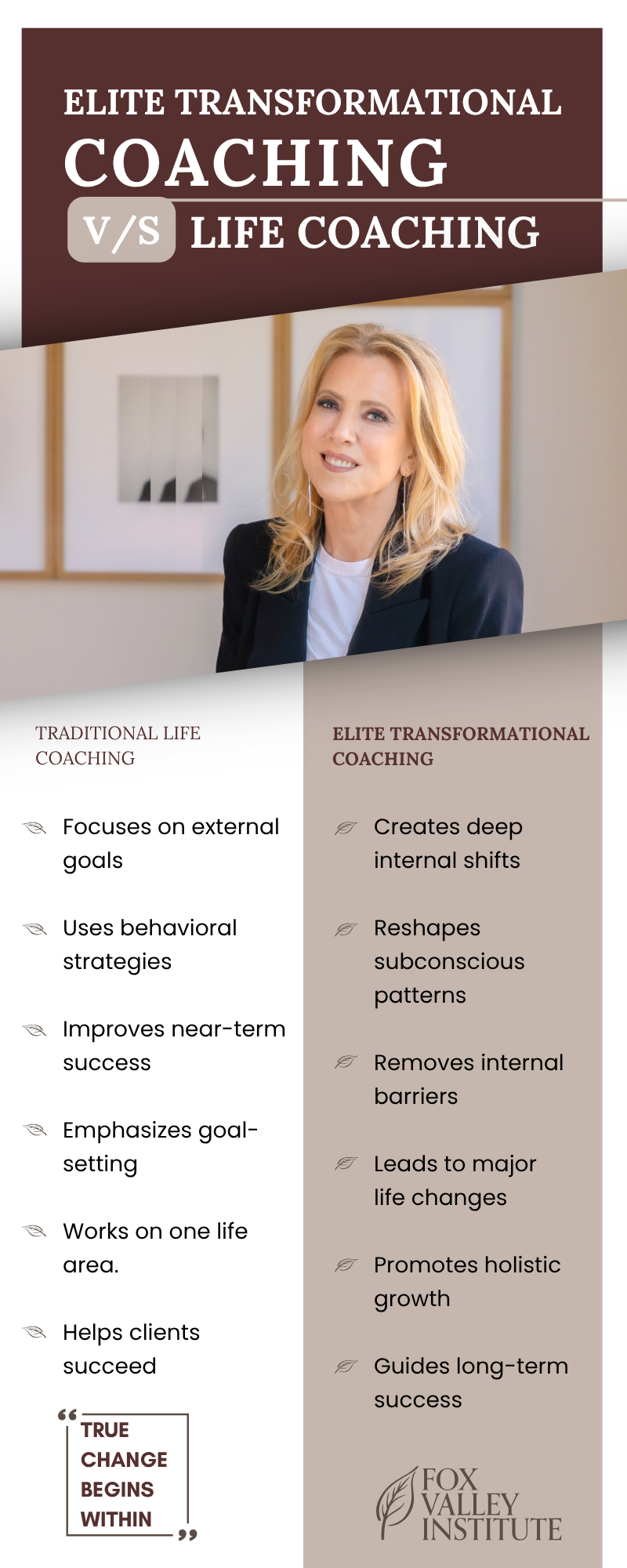 Traditional Coaching vs. Transformational Coaching: What’s the Difference?
While traditional coaching focuses on goal-setting, performance, and external achievements, Transformational Coaching goes deeper. It’s not just about what you want to accomplish; it’s about who you are becoming in the process.
If traditional coaching is like learning how to drive efficiently, then transformational coaching is understanding why you’re on the journey in the first place. 
It transcends surface-level change and fosters enduring transformations in thoughts, emotions, and behaviours. I emphasise Transformational Coaching because genuine, lasting change originates from within.