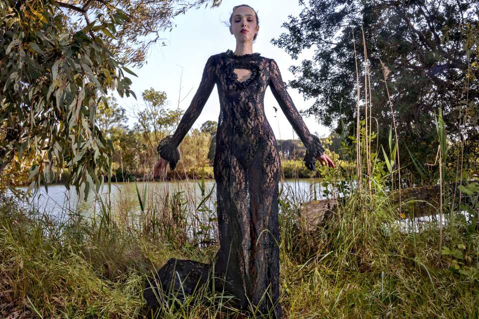 Abito da sera in pizzo nero