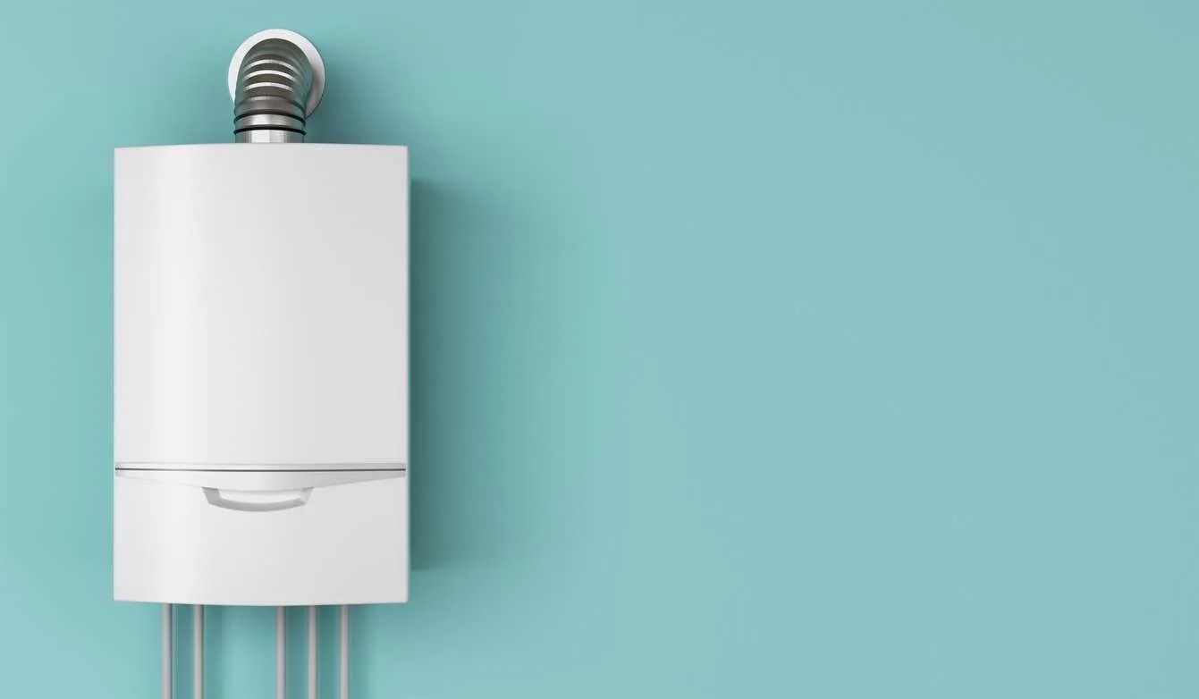 White boiler mounted on a wall
