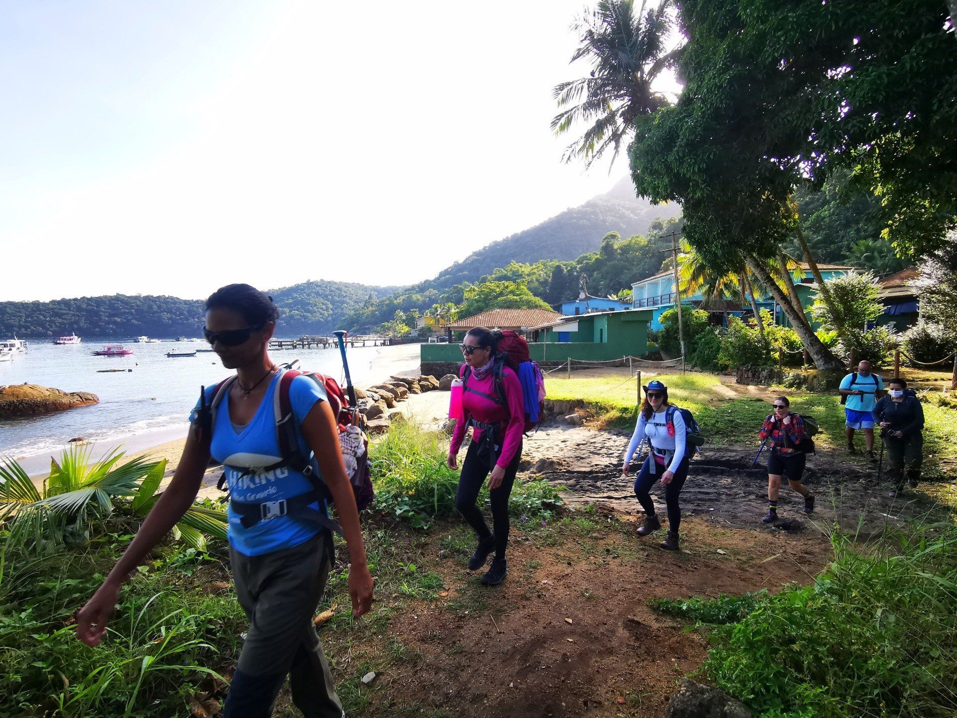 Hikers on a trail in Ilha Grande - Praia do Bananal