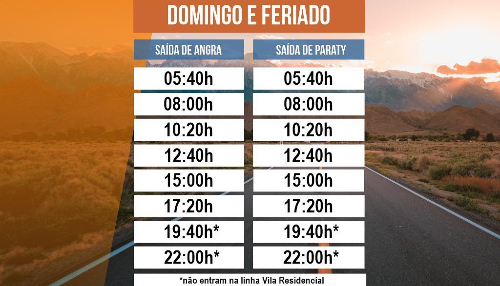 Angra dos Reis x Paraty bus schedule