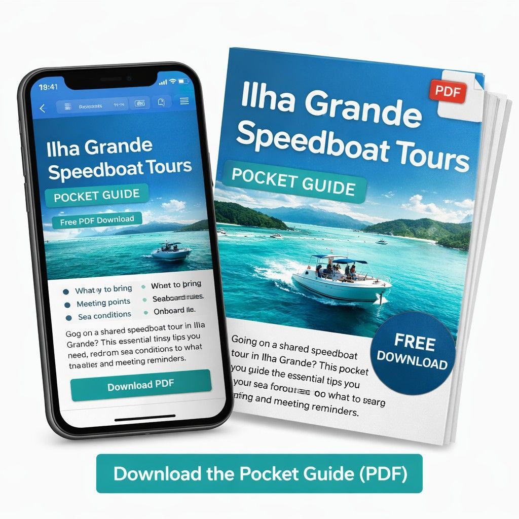 Free English pocket guides for Ilha Grande shared speedboat tours (PDF download).