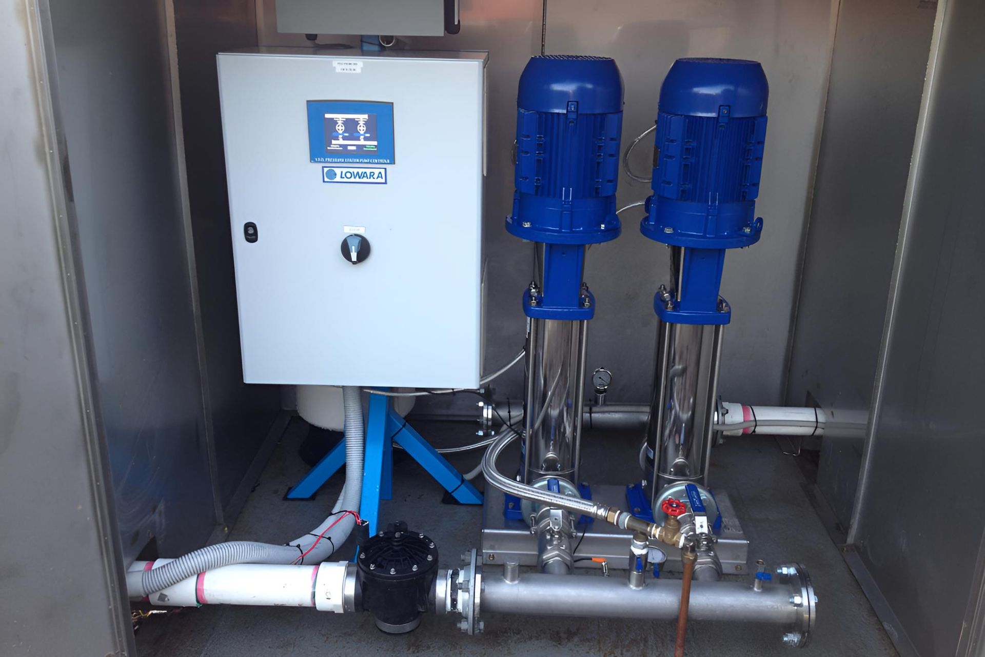 Two Blue Pumps Are Sitting Next to Each Other in a Box — Sweeney's Pumps & Irrigation In Medowie, NSW