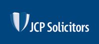 JCP Solicitors logo on a blue background with white shield icon and text