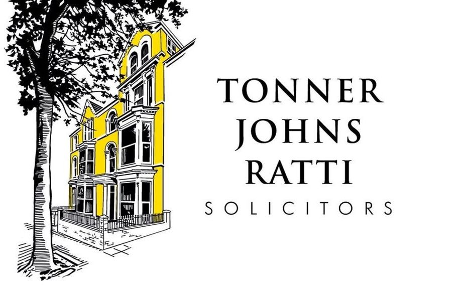 Tonner Johns Ratti Solicitors logo with a yellow townhouse illustration