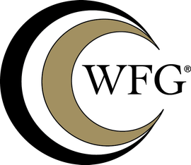 A logo for wfg with a crescent moon in the middle