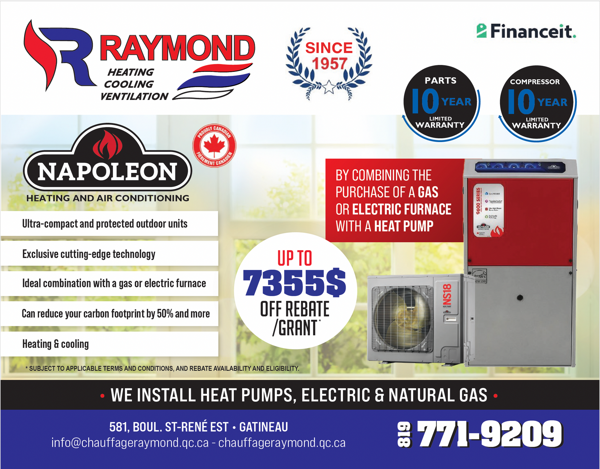 Une publicité pour le chauffage et la climatisation Raymond Napoleon