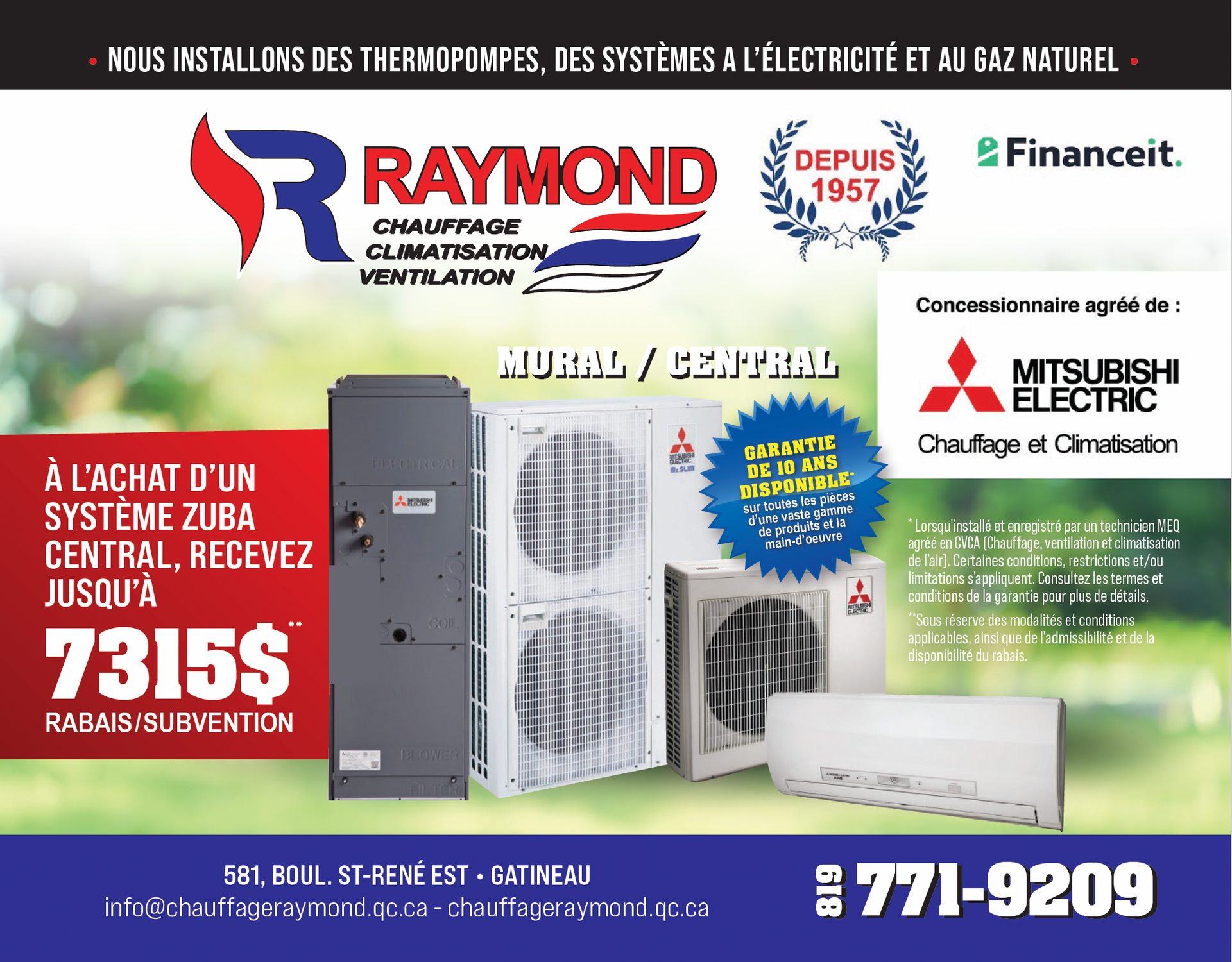 Une publicité pour le chauffage et la climatisation Raymond Napoleon