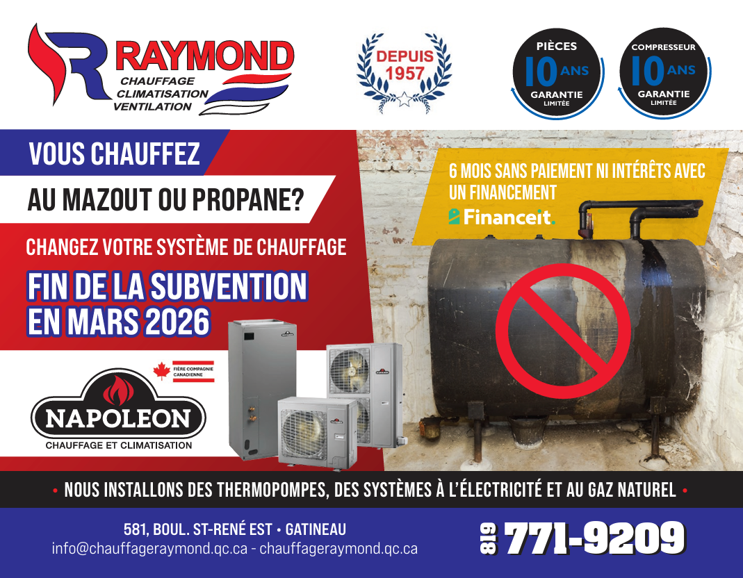 Une publicité pour le chauffage et la climatisation Raymond Napoleon