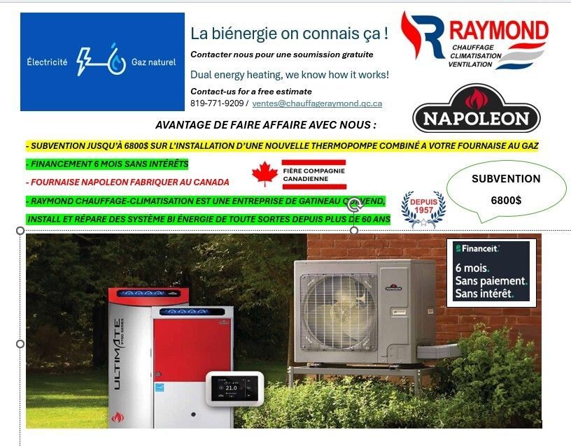 Une publicité pour le chauffage et la climatisation Raymond Napoleon