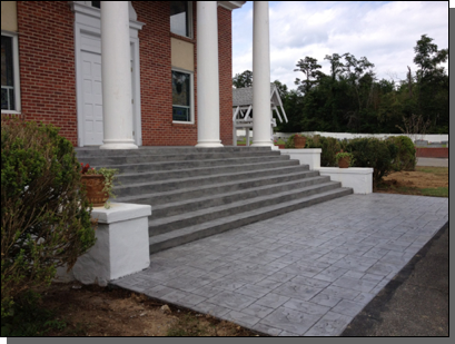 Sideview Stairs Chimney Rock Baptist Church — Fletcher, NC — Cane Creek Concrete