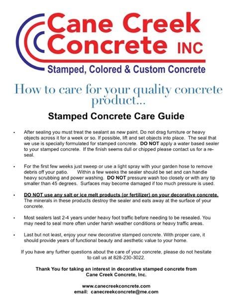 Concrete Care Guide — Fletcher, NC — Cane Creek Concrete