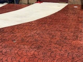 Red Stamped Concrete Floor — Fletcher, NC — Cane Creek Concrete