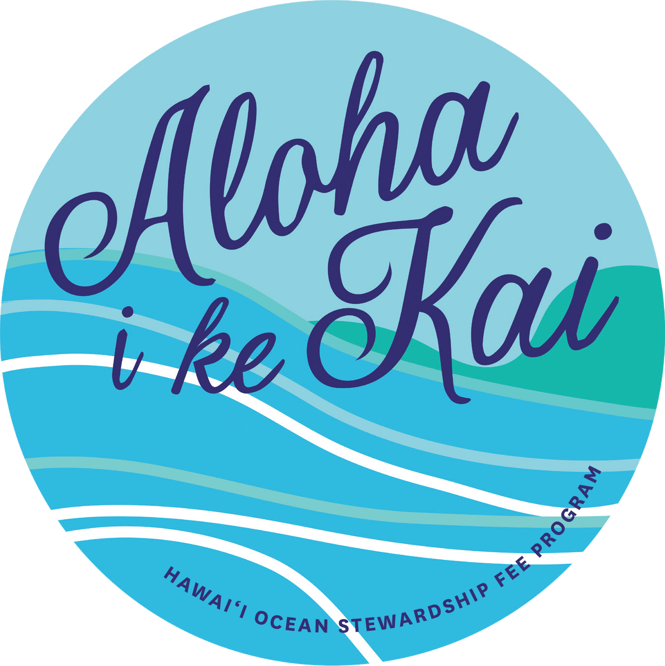 A logo for aloha i ke kai hawaii 's ocean stewardship fee program