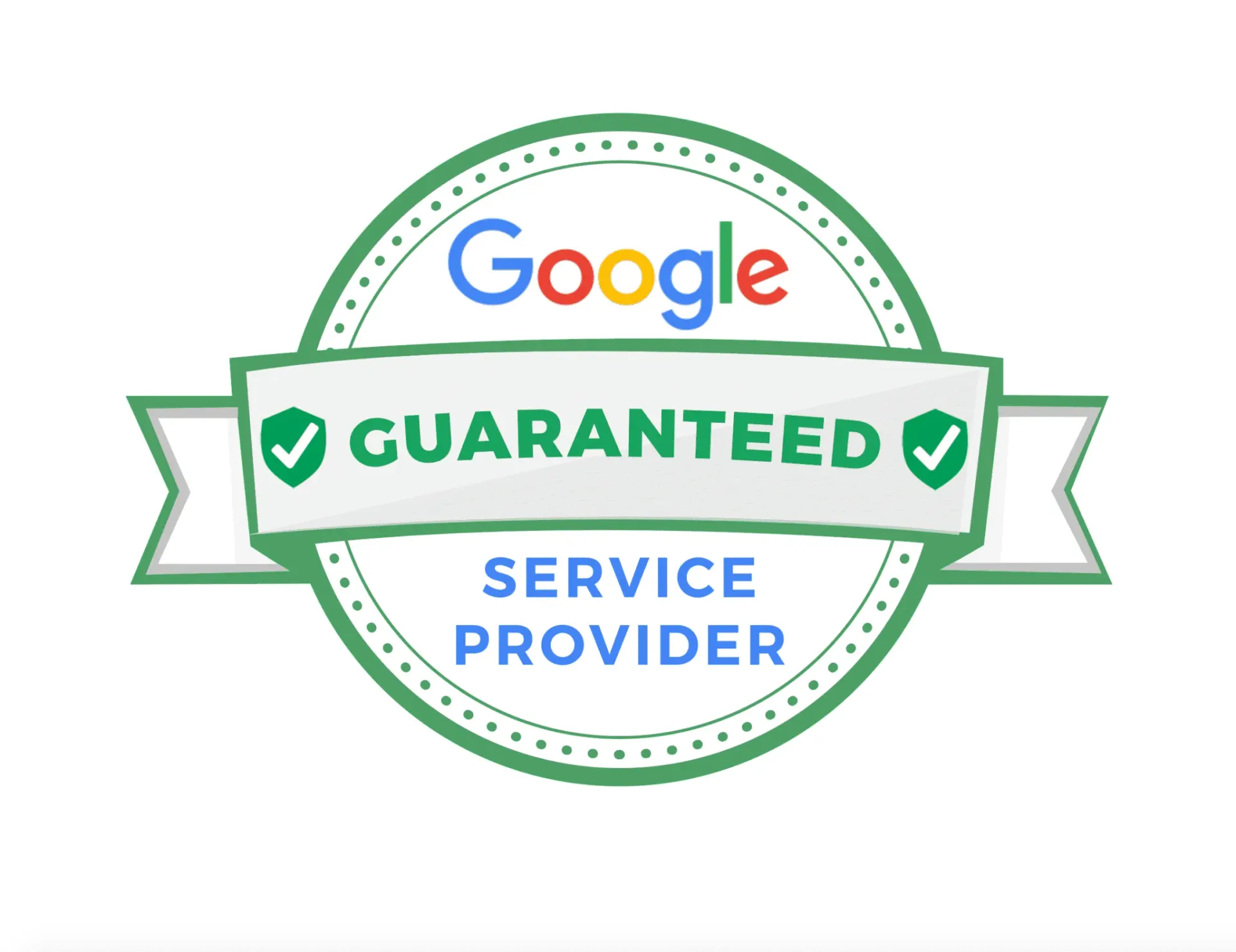 A google guaranteed service provider badge on a white background.