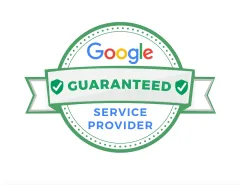 A google guaranteed service provider badge on a white background.