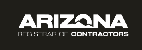 Arizona registrar of contractors logo on a black background