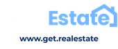 Blue “Estate” logo with house icon and website text “www.get.realestate”