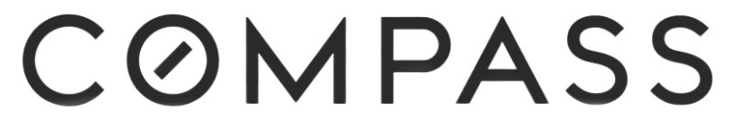Compass logo in black with a stylized compass needle inside the O