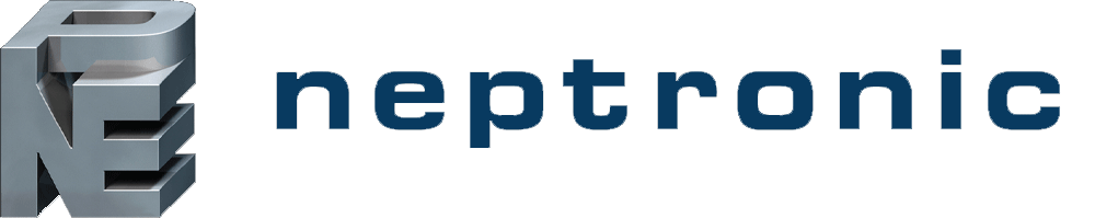 Un logo pour nepttronic est affiché sur un fond blanc