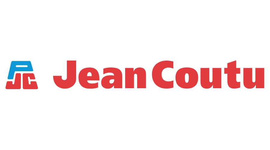 Le logo de jean coutu est rouge et bleu sur fond blanc.