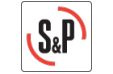 Le logo de S&P est un logo noir et rouge avec un cercle rouge autour.