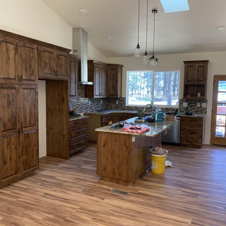 Kitchen with Wooden Cabinets