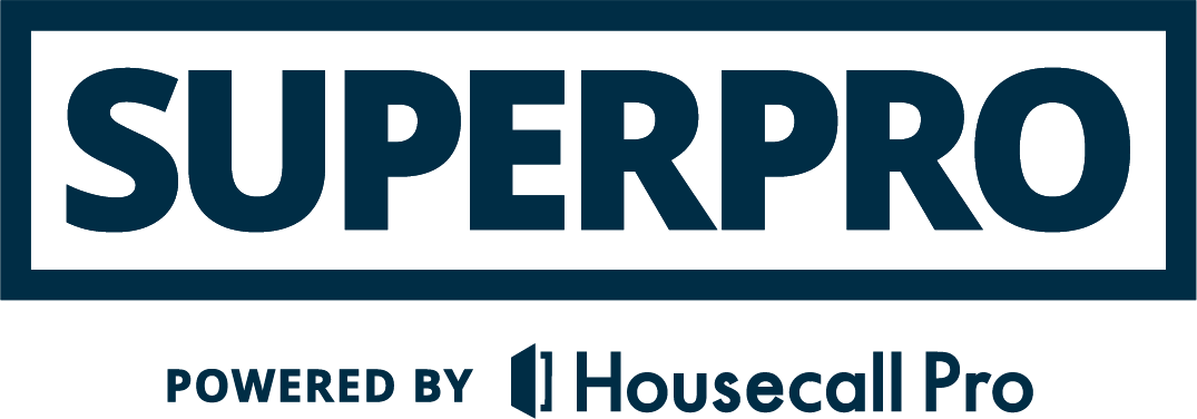 The logo for superpro is powered by housecall pro.