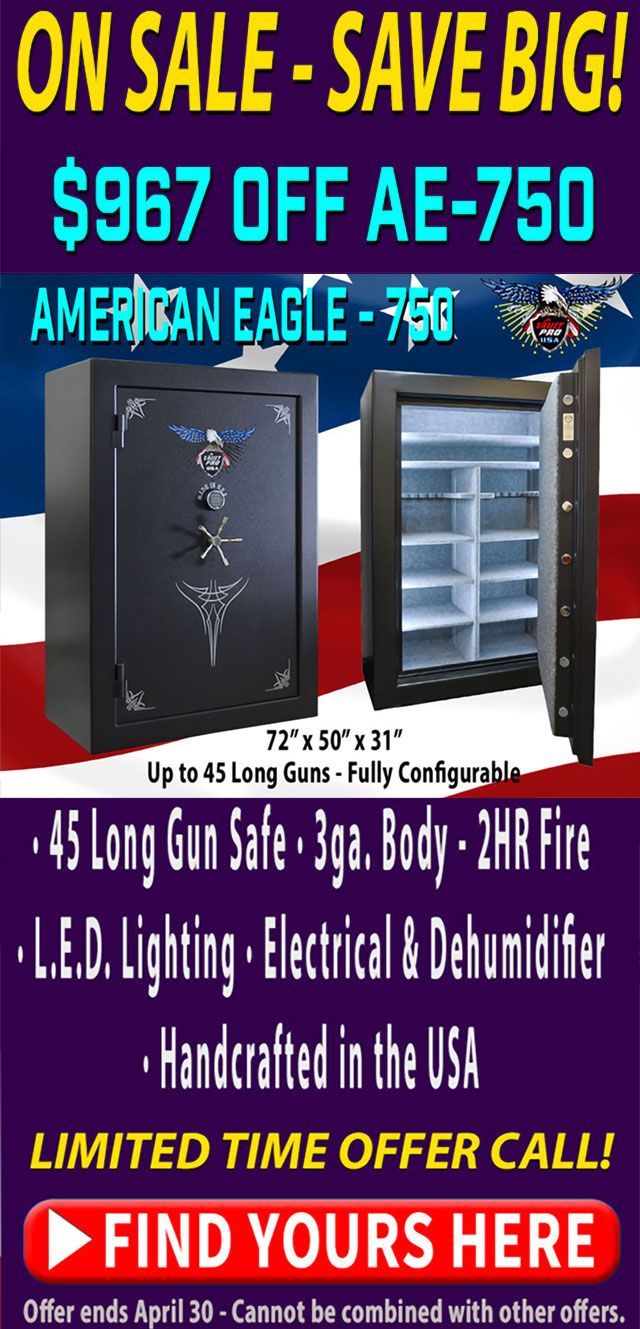 Advertisement for Big American made safes on sale by Vault Pro USA