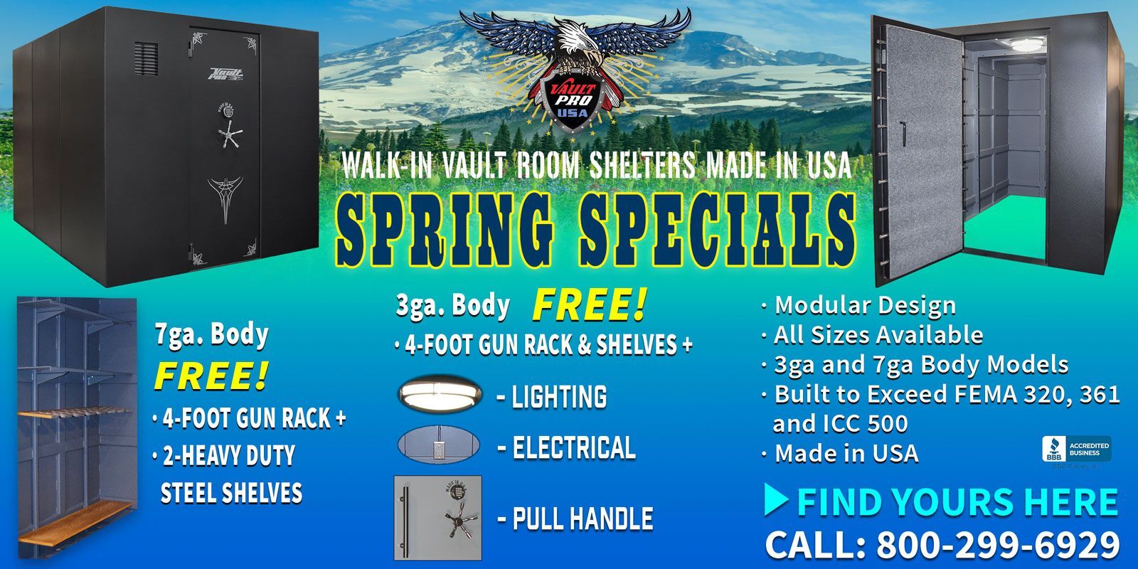 Vault door special promotion, free digital lock, pull handle and pistol door back on selected models. American made vault doors by Vault Pro USA