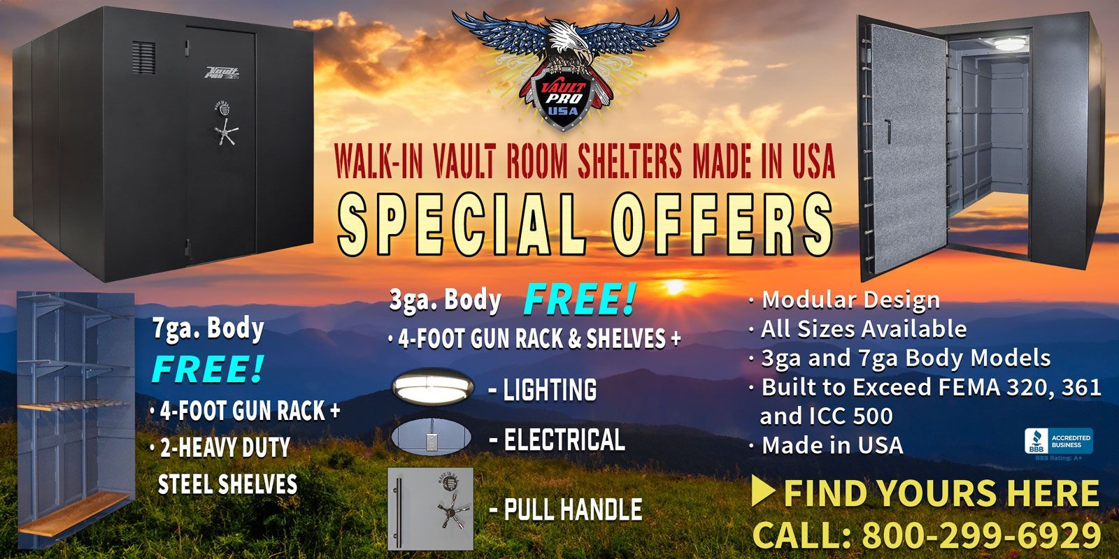 Image of Walk-in Vault Room shelters on sale with special promotion by Vault Pro USA