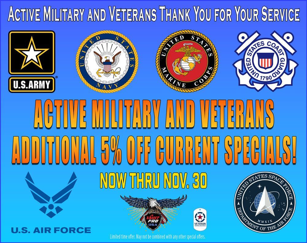 Active military and veterans take special discount on safes