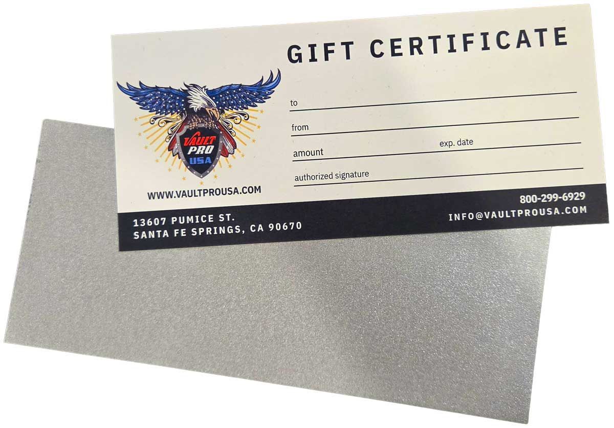 gift certificates for safes, vault doors from Vault Pro USA