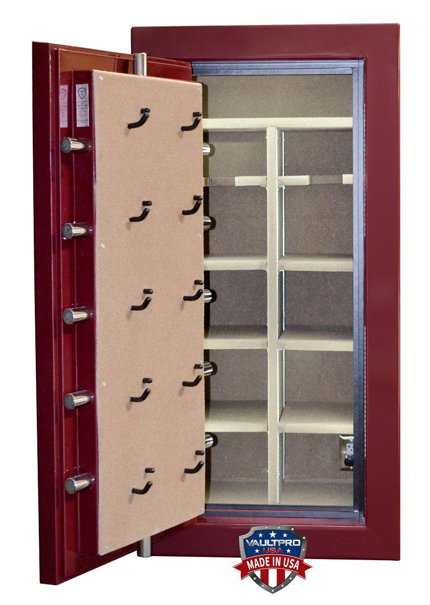 Plush American made safe interiors are fully configurable. Left or right hand swing doors available.