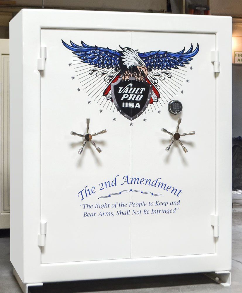 Custom double door safe with 2nd Amendment art on the safe front