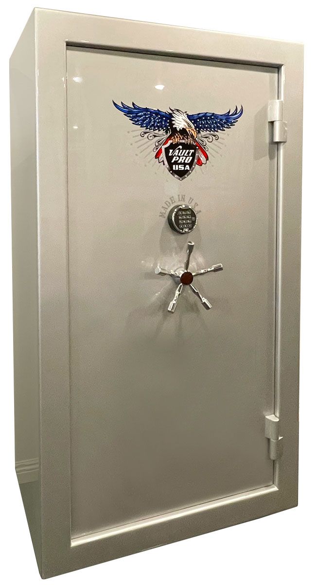40-gun safes with full length and continuous welded seams for superior strength. 740 model safe made in America by Vault Pro USA