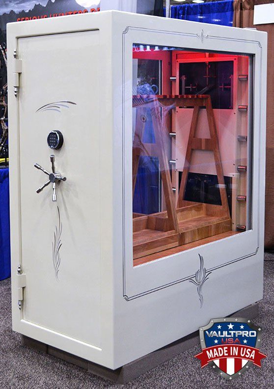 Display safe with dual doors and heavy duty locking and bolt system.