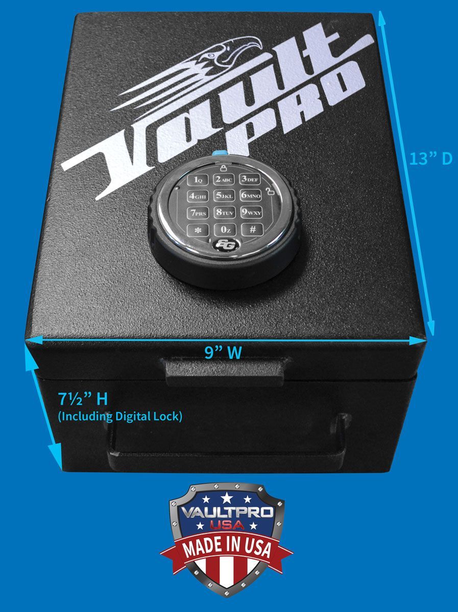 Handgun and pistol cases made in USA with S&G D-Drive Digital Lock. Handgun safe by Vault Pro USA