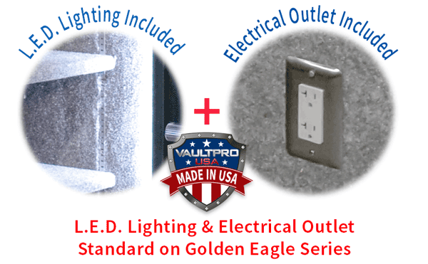 L E D Lighting System and electrical outlet in American made safe