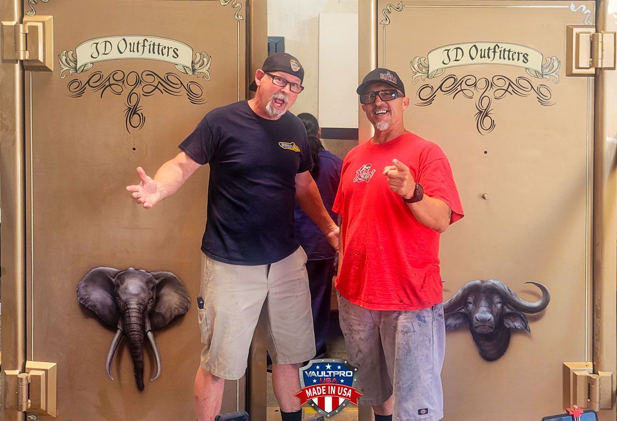 custom pinstriping and airbrush art on vault doors from Vault Pro USA