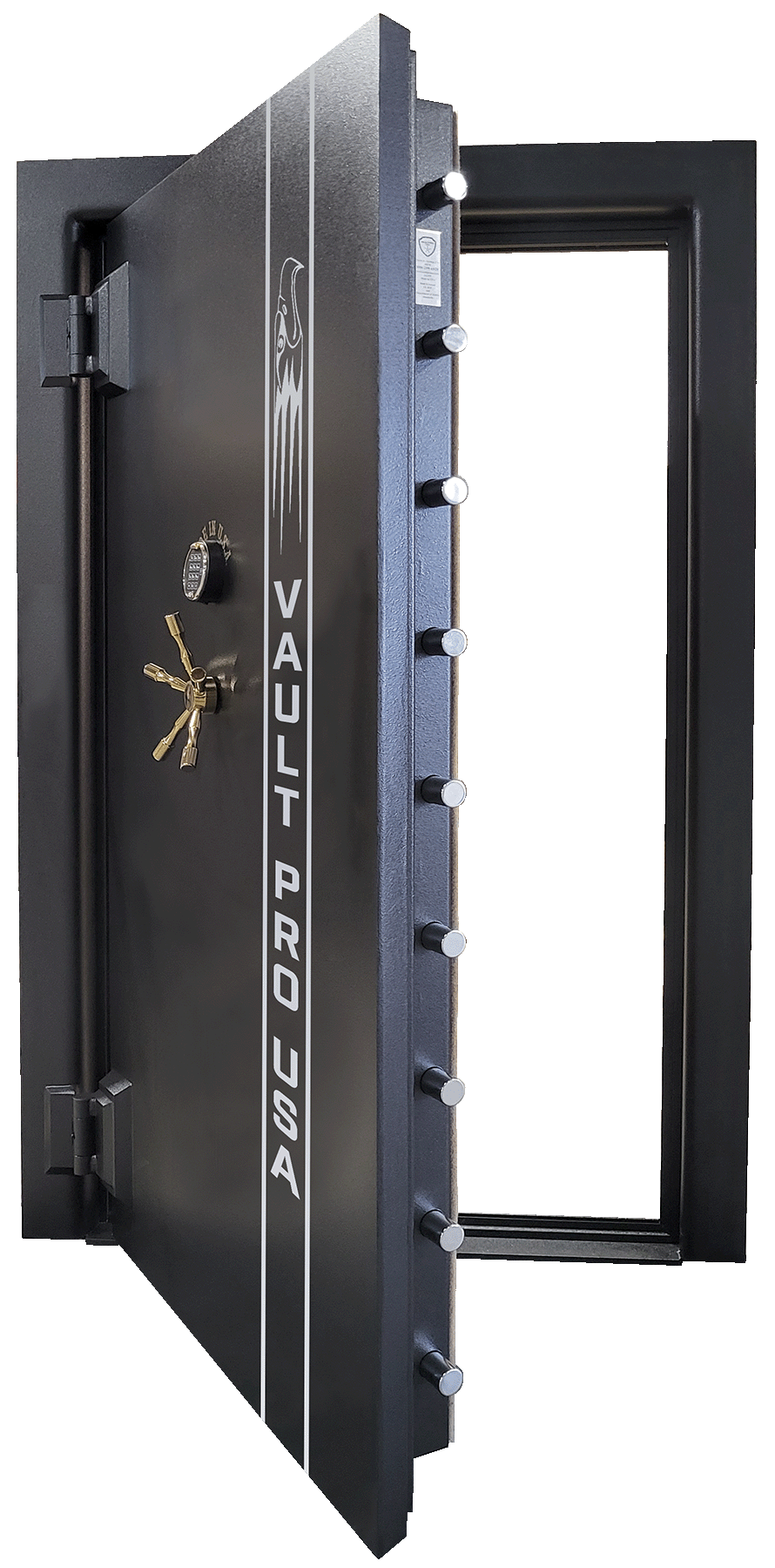 Titan Vault Door with step-system door, ballistic resistant, and optional Bolt on Back Flange.