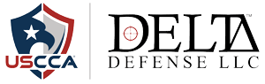 The logo for delta defense llc has a shield and a star on it.